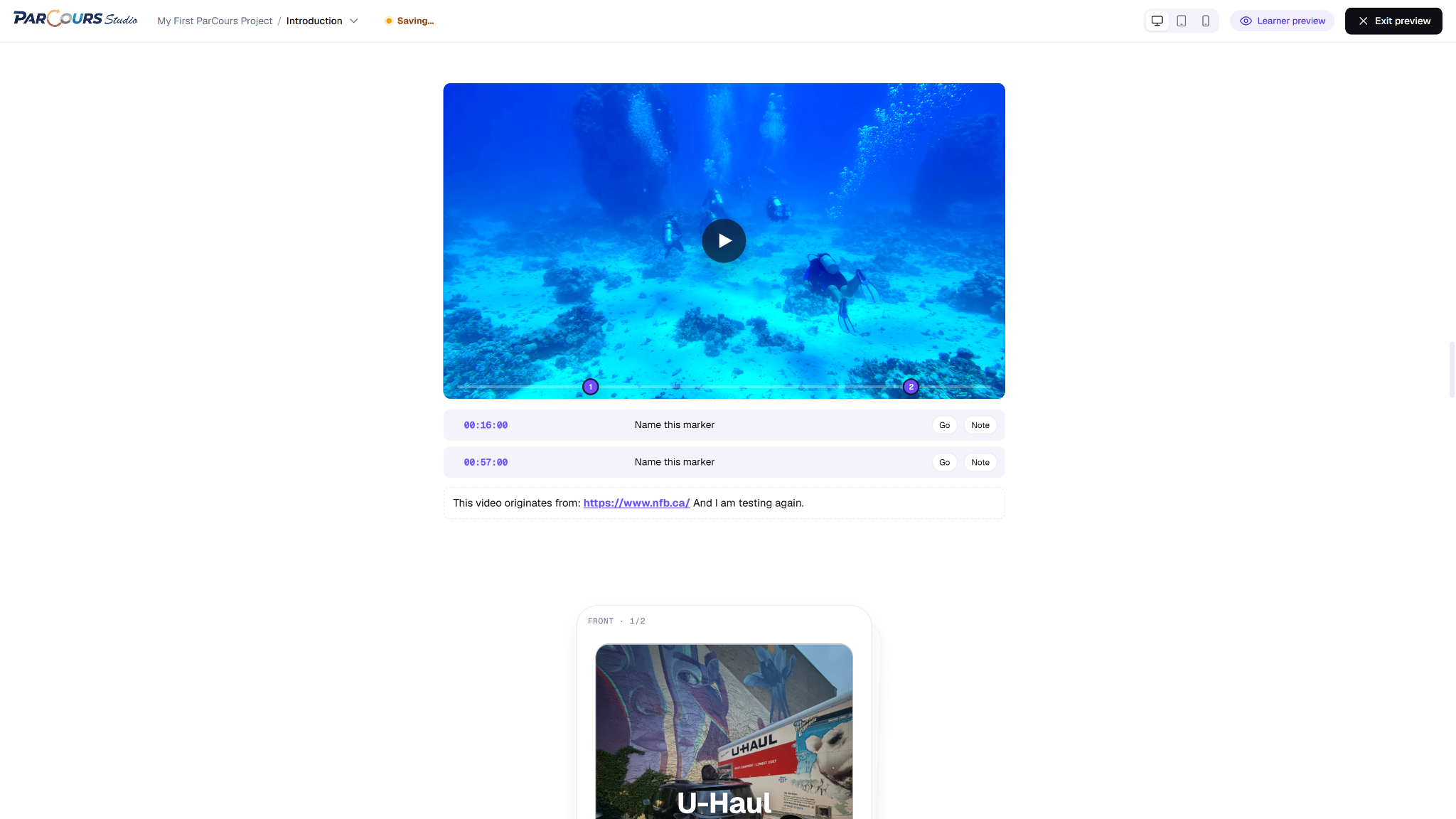 ParCours learner preview on desktop